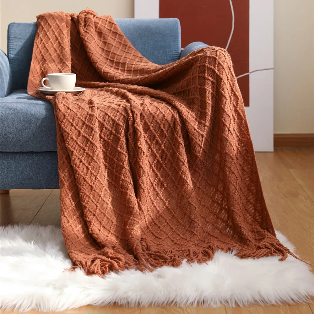 Nordic Sofa Blanket Cover Blanket Knitted Throw Shawl Blanket Tassel Air Conditioning Quilt Bed End Towel