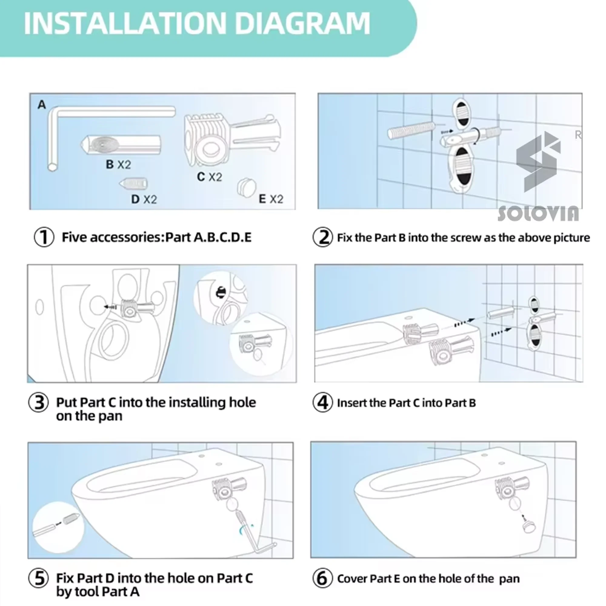 Solovia Toilette Bowl Wc Suspend Modern Hanging Mount Water Closet Rimless Floating Ceramic Wall Hung Toilet for European Market