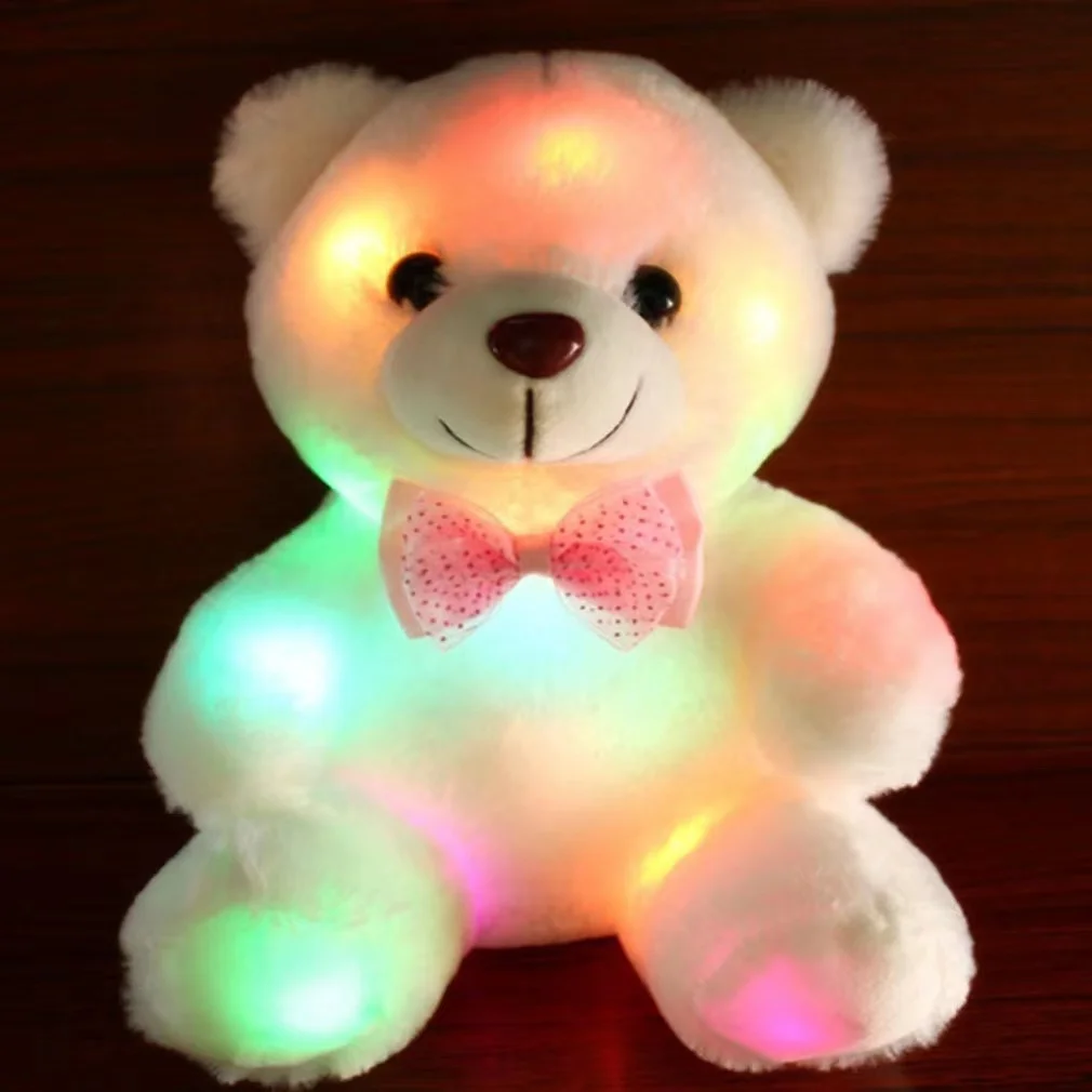 In Stock 22cm Light Up Led Teddy Bear Soft Night Glow Companion Doll Christmas Teddy Bear Plush Toy
