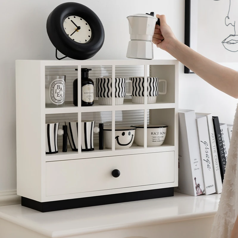 Nordic modern desk sundries storage cabinet luxury living room wood & metal cup cabinet decorative small cabinet with drawer