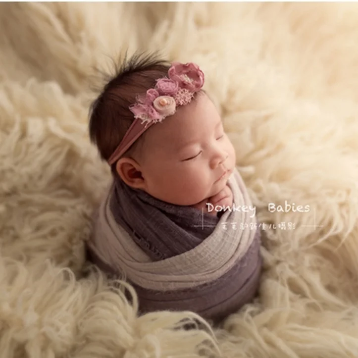 Newborn Photography Props Net Backdrop Blanket Soft Two Color Wrap Shoot Layer Fabric Linen Photo prop