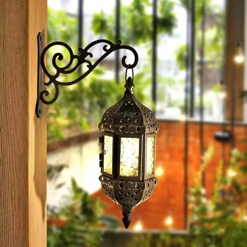 Outdoor and indoor small decorative iron wall hooks for hanging lantern