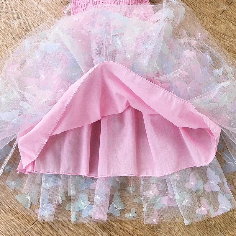 Conyson Girl Butterfly Wings Fairy Gauze Princess Dress Lovely Kid Summer Sleeveless Tulle Dress Child Birthday Party Gown Dress