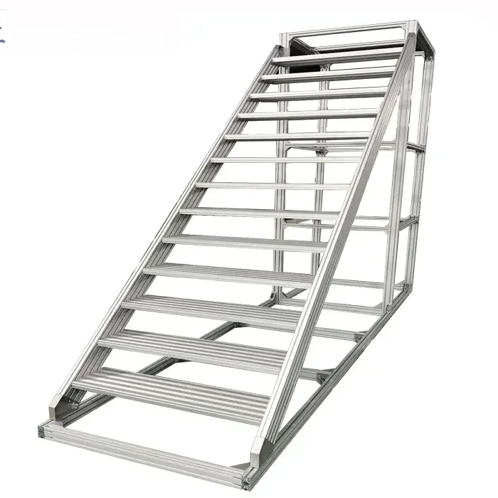 Warehouse Steel Safety Rolling Mobile Platform Ladder With Handrails 4 wheels