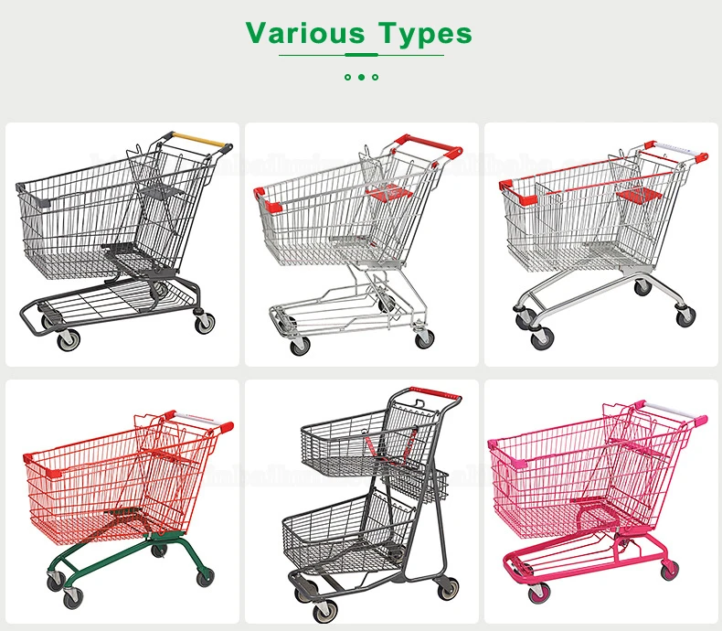 Hot Asian 60L Supermarket Grocery Shopping Cart For Shopping Mall