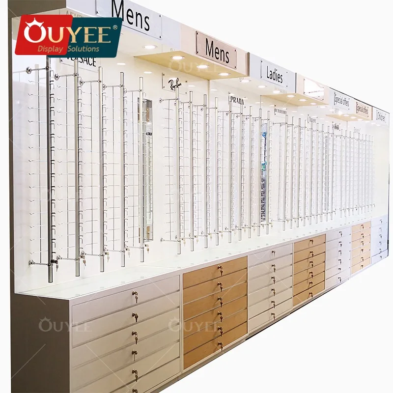 Retail Store Fixture Glass Shop Locking Eyewear Showcase Sunglasses Display Rack Optical Frames Display Stand
