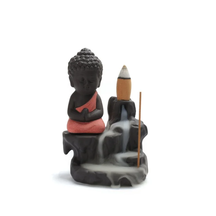 
New Product Ideas 2020 Little Monk Designs Buddhist Ceramic Censer For Home Desktop Decorations Backflow Incense Burner 
