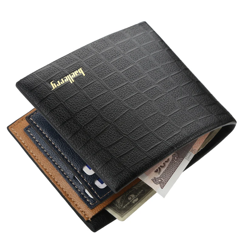 Fashion Crocodile PU Leather Short Wallets Open Trifold Money Clips Slim Card Holder Horizontal Soft Leather Male Wallet