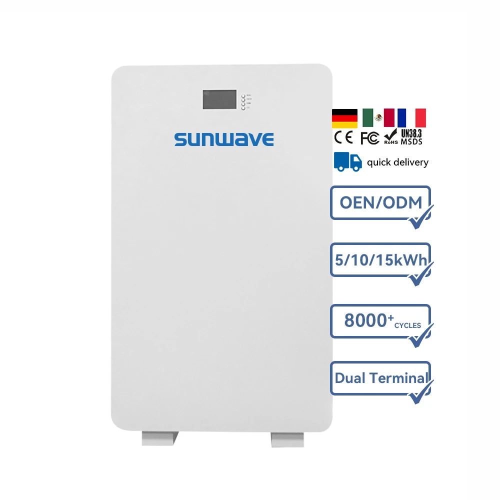 Sunwave оптовая продажа литий-ионный аккумулятор Lifepo4 51 2 В 200ah настенный на солнечной батарее