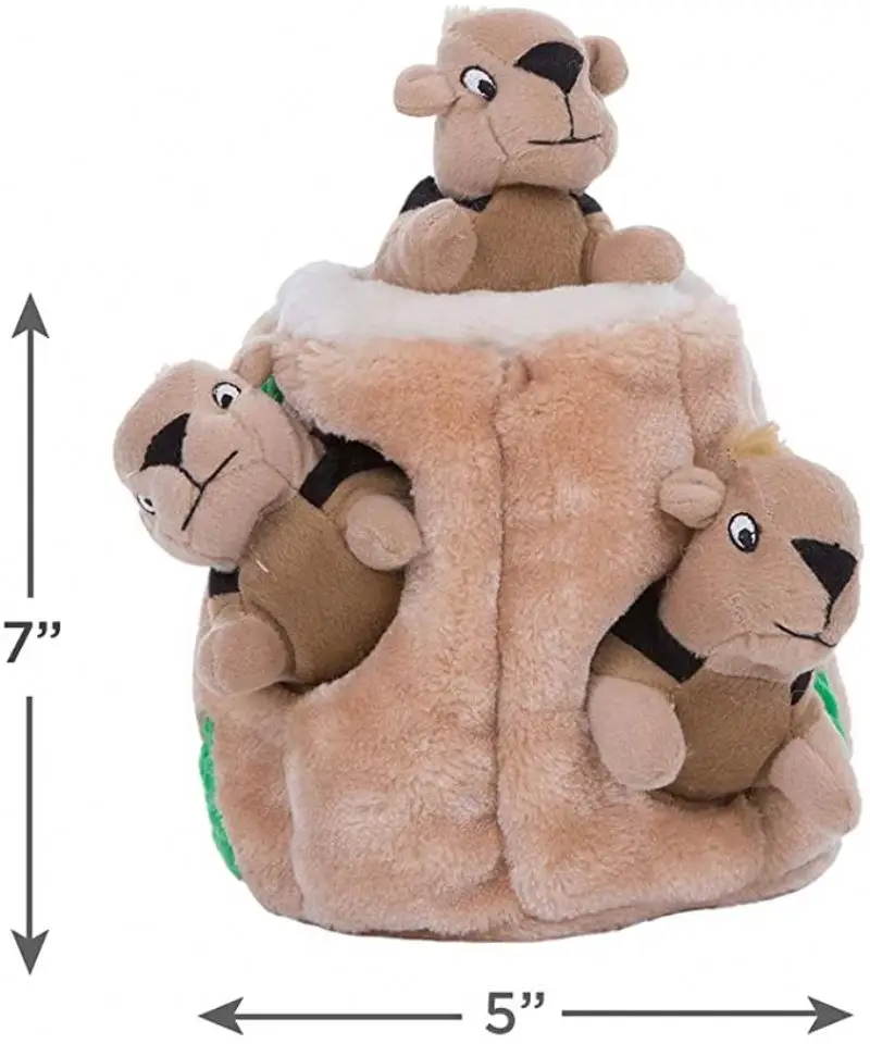 Durable 2022 New Design Dog Toys Small Breed Plush Squeaky Hide&Seek Squirrels Dog Toy