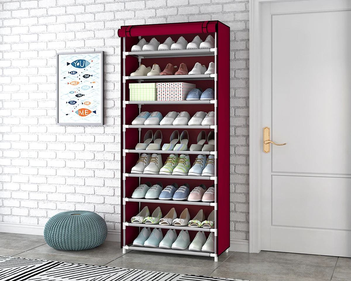shoes rack with fabric and metal frame portable cabinet stainless steel storage for home organizer 10 tiers