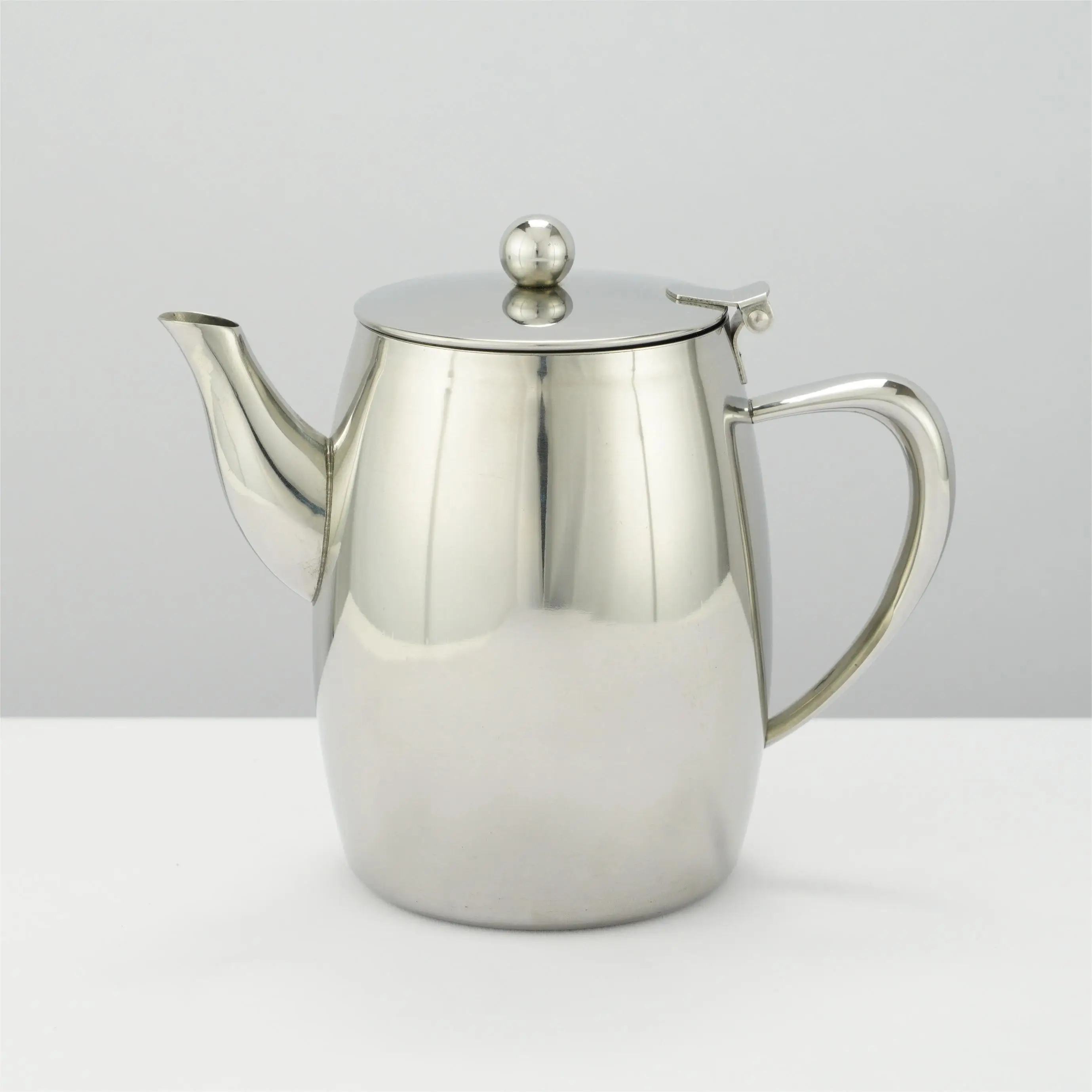 European luxury 530ml home Kitchen 304 stainless steel polished silver with lid comfortable handle flush tea pot