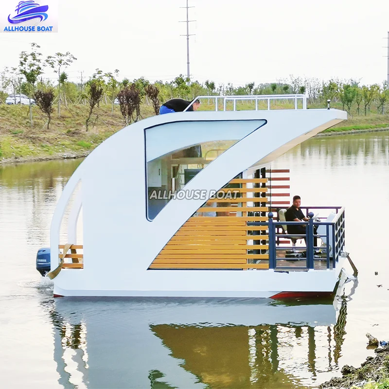 Solar Water Floating Houses Houseboat Kits Aluminum Leisure Houseboat with Motor