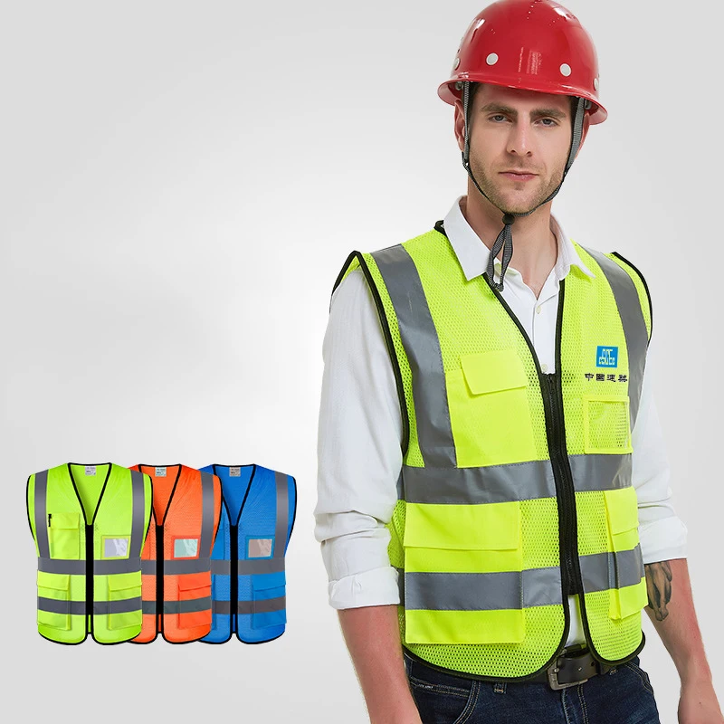 
High Waterproof Lightweight Silver security safety company logo running best reflective workers building reflective vests 