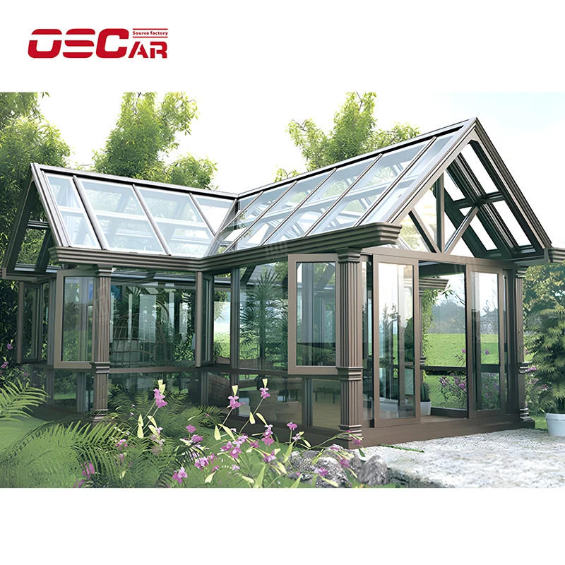 Aluminum Alloy Doors And Windows Movable Cottage Corner Aluminum Replica Pavilion Enclosed Terrace Mobile Garden Room Garden Sun