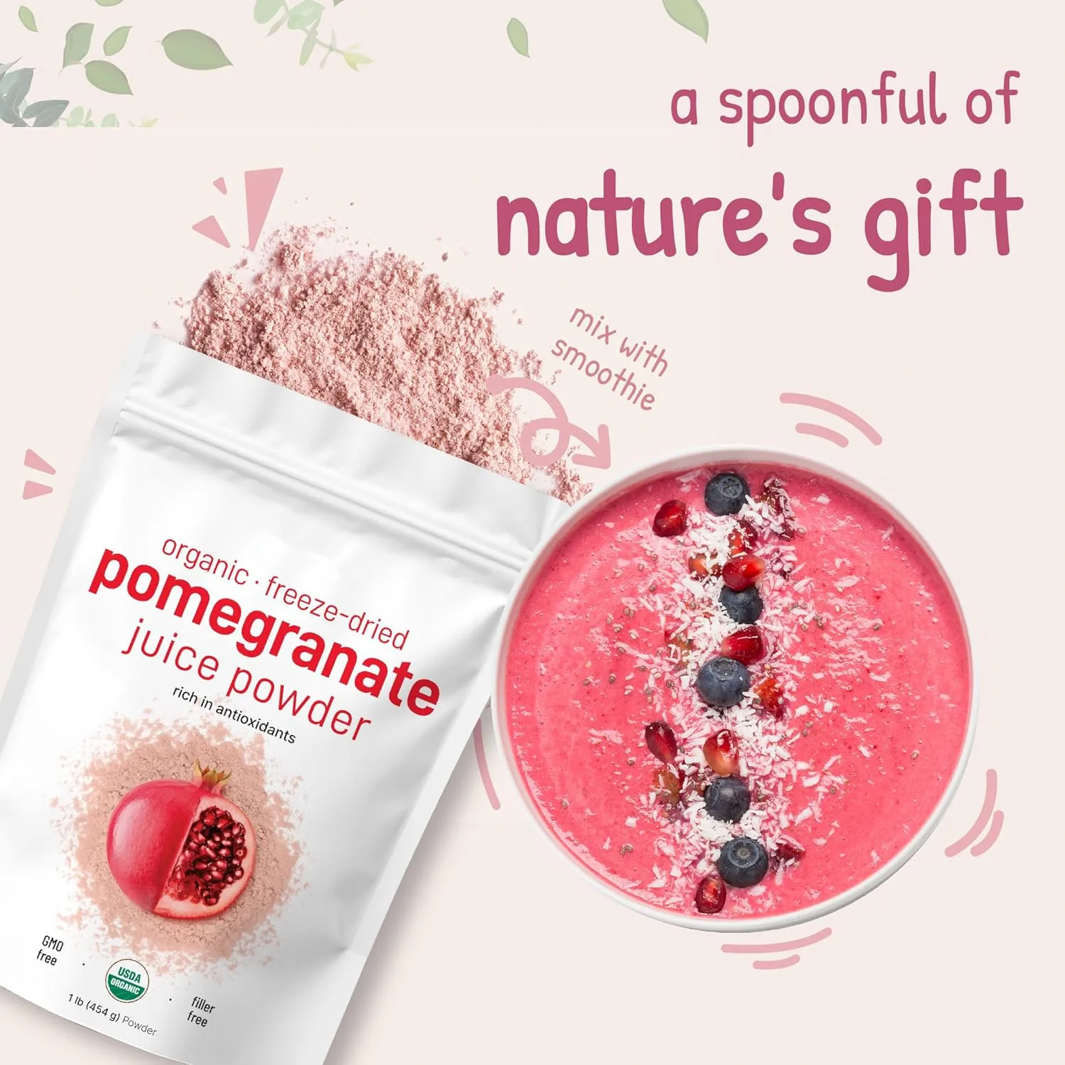 Vitahealthy Private Label Pomegranate Juice Powder Organic Natural Vitamin C for Juice Smoothies Pomegranate Juice Powder
