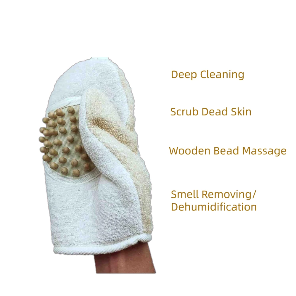 Оптовая продажа от производителя, массажные перчатки для лица 2 в 1, выполненные по индивидуальному заказу, легкие марокканские Хаммам, варежки для тела, вискозные банные перчатки
