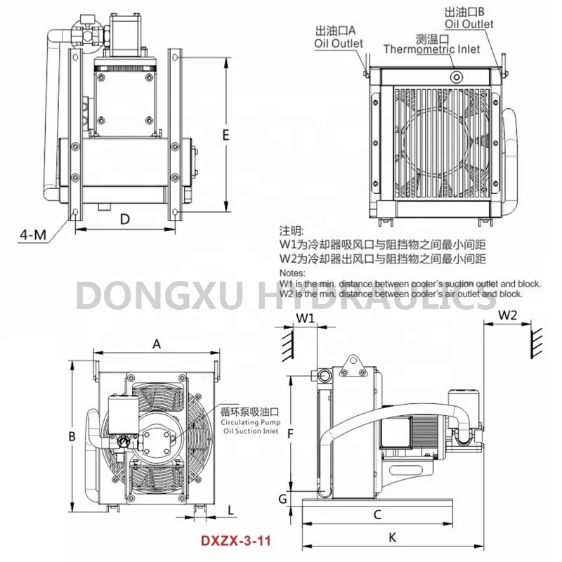 2023 Wholesale Price DXZX Independent Loop  Fin Air Cooler Hydraulic Heat Exchanger for Automatic Hydraulic Oil Chiller Cooler