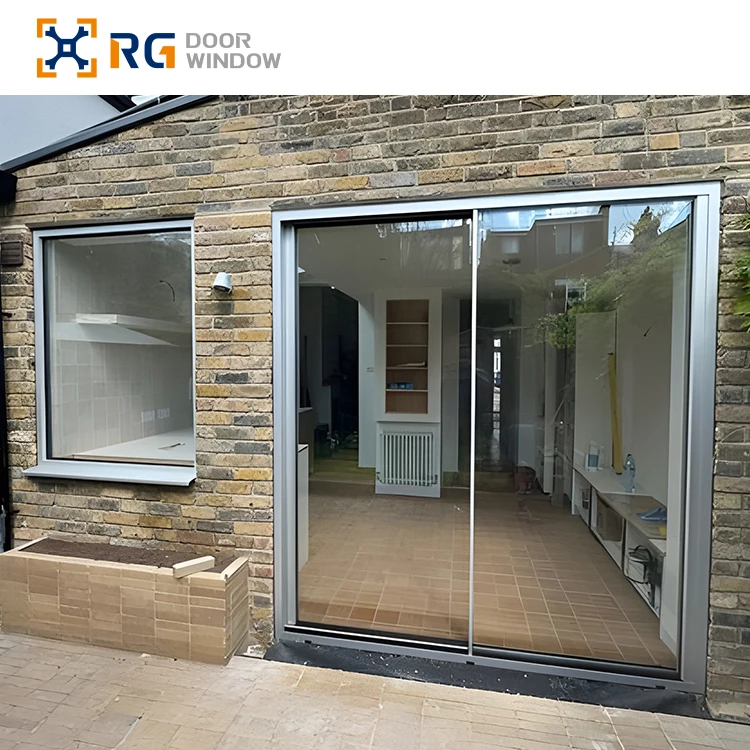 RG93.6 High Quality Bedroom Aluminum Alloy Thermal Break Profile Heat Insulation Single Tinted Glass Practical Sliding Door
