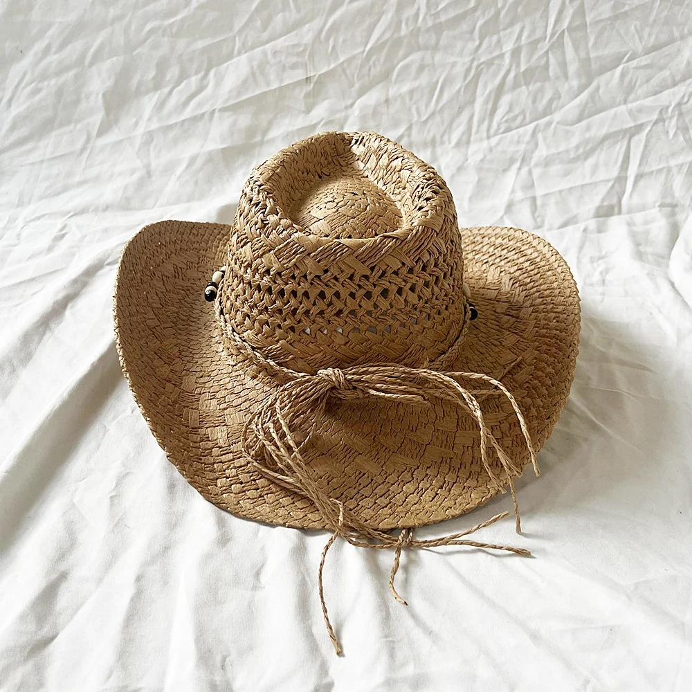FREE SAMPLE LALA women fashion plain summer men wide brim sombreros de paja western jazz cowboy cowgirl straw hat