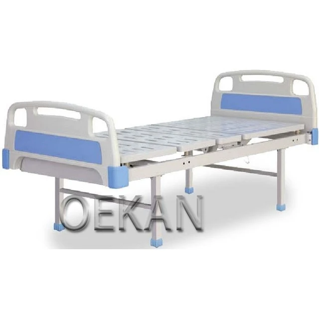 Hospital Furniture Simple 2 Cranks Manuel Adjustable Folding Patient Medical Care Nursing Flat Bed