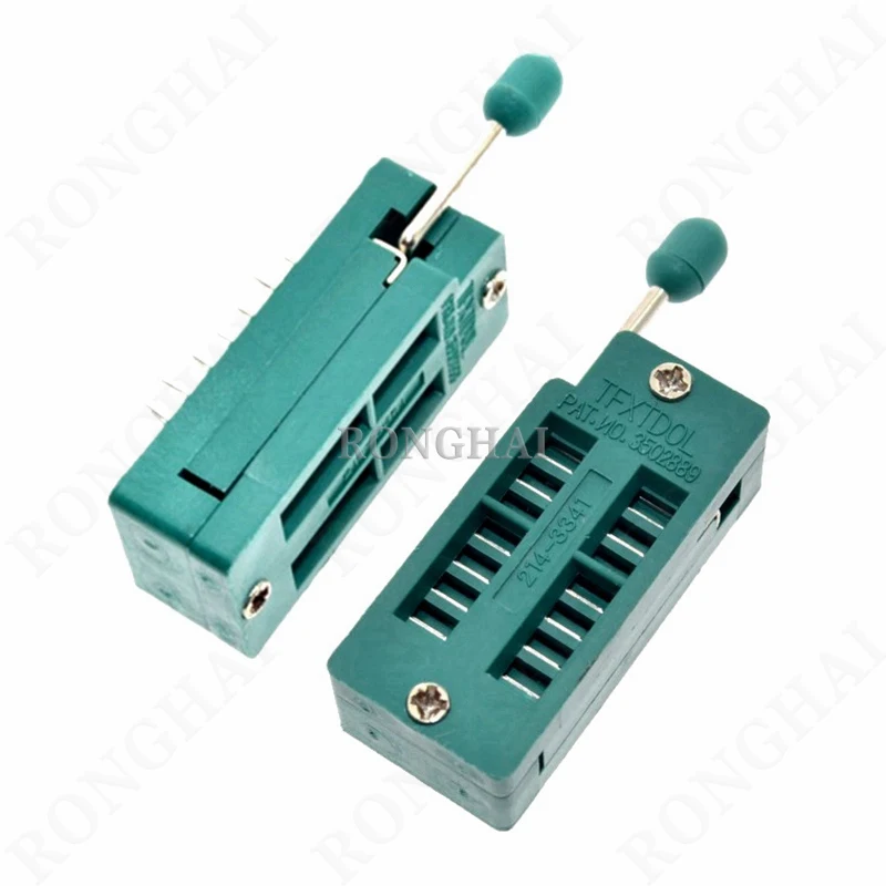 Green DIP14 2.54mm ZIF ZIP IC Socket 14p DIP Chip Test Adapter Socket 14 Pin DIP14 14pin 2.54mm Pitch PCB ZIF Socket Connector