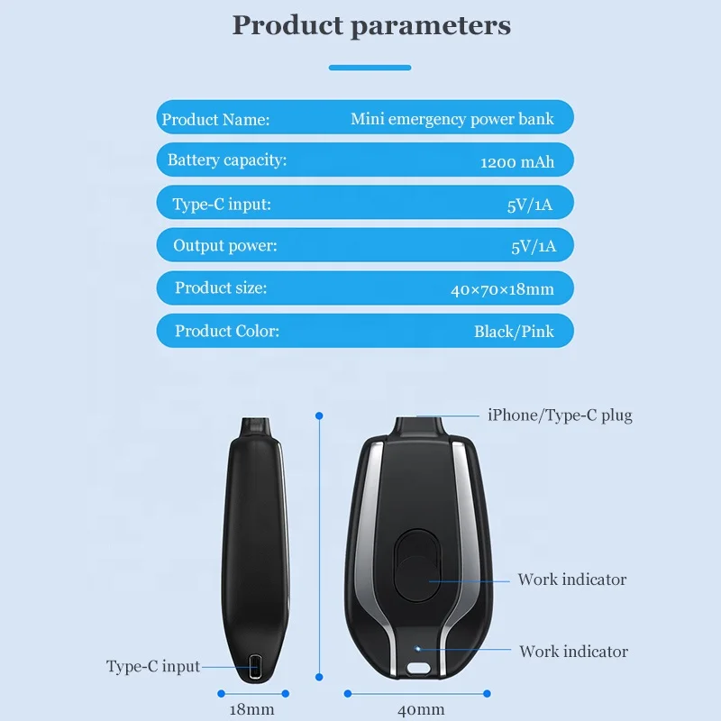 Cute Finger Emergency External battery 1500 mAh Mini Keychain Charger Pod power source portable 1200mAh Power Bank for iphone