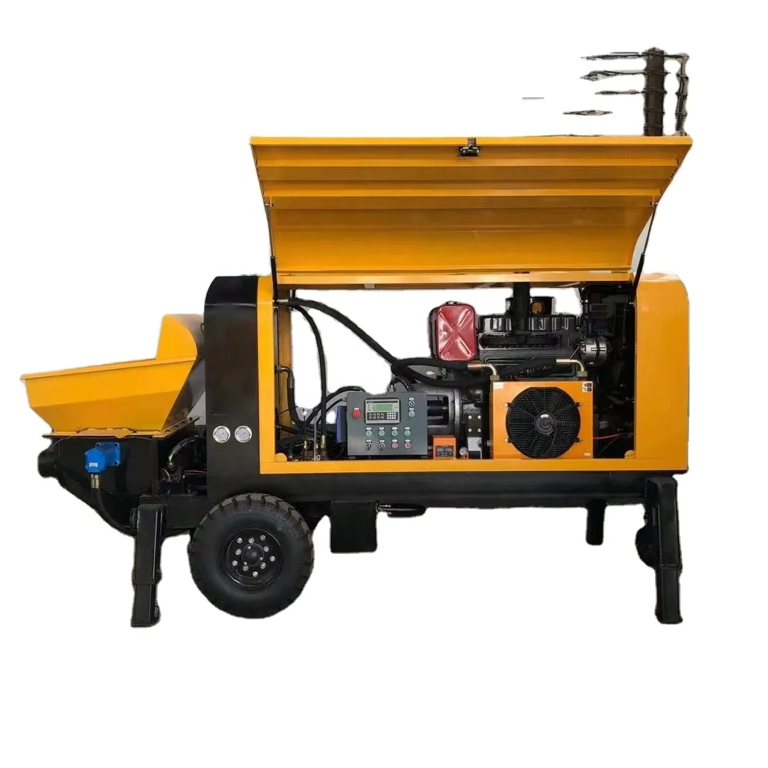 Good Quality small Piston Portable Concrete Pump With Hose Inclined Trailer Concrete Pump
