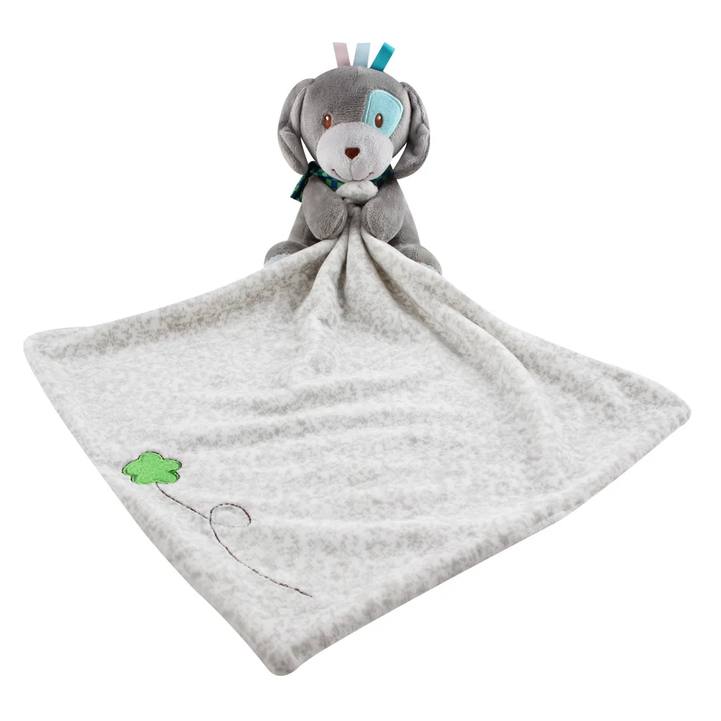 HCute Baby Plush Rattle Bunny Bear Soothing Towel Newborn Dolls Toys Infant Soft Security Blanket Sleep Companion Plush Toys