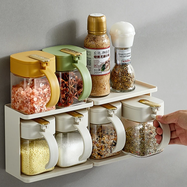 Custom Cooking Seasoning Dispenser Household Glass Spice Jar Set