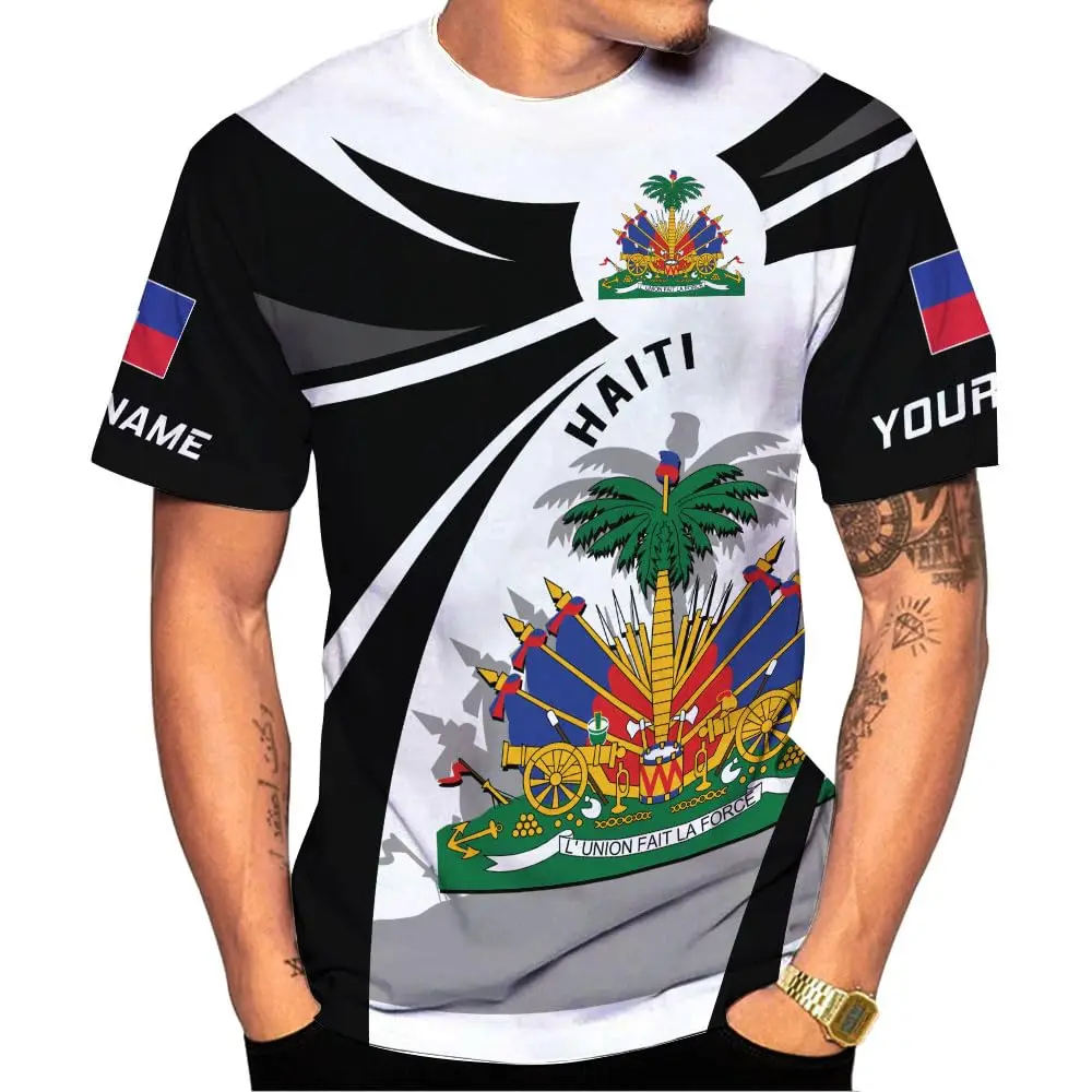 Personalized Haiti Shirt Drop Shipping Products 2023 Haitian Flag Pride Shirt Print on Demand Oversized Stretch Short Sleeve Top