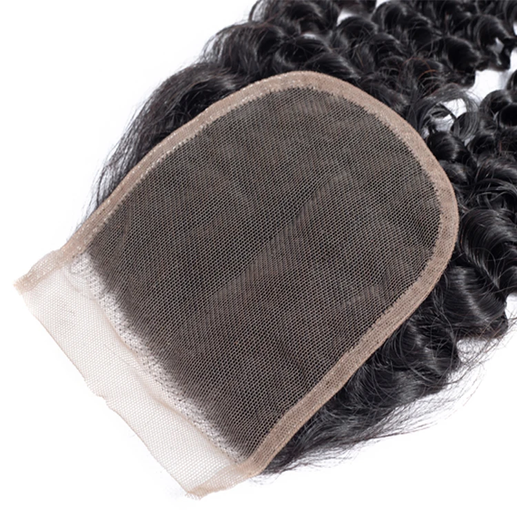 Brazilian Human Hair Weaves Kinky Curly 3 Bundles With Swiss Lace Closure Curly Skin Weft Hair Wave Remy Human Hair