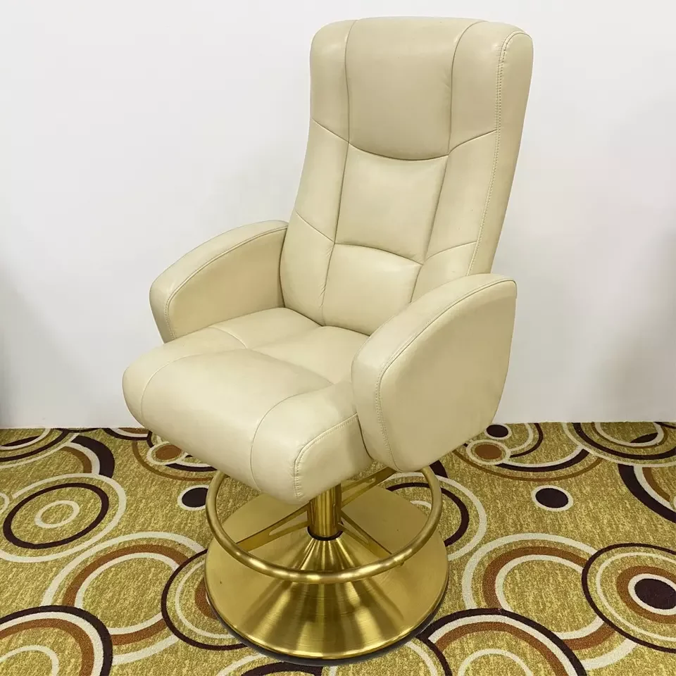 High quality offers samples hot Recliner poker casino chair Beige black leather black metal base can lie for video game room