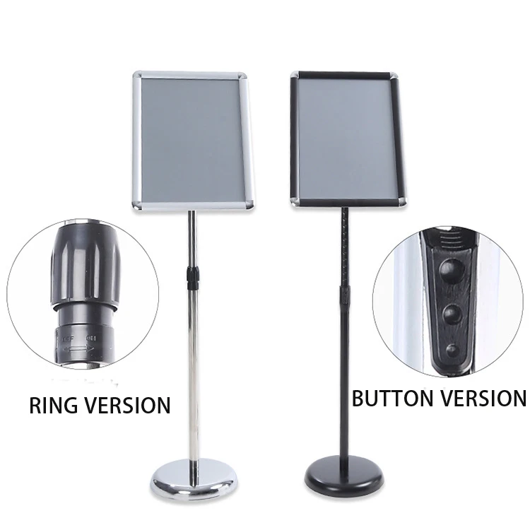 Factory Direct Sale Floor Standing Poster Display Rack Height Adjustable A2 A3 A4 Poster Stand with Snap Frame