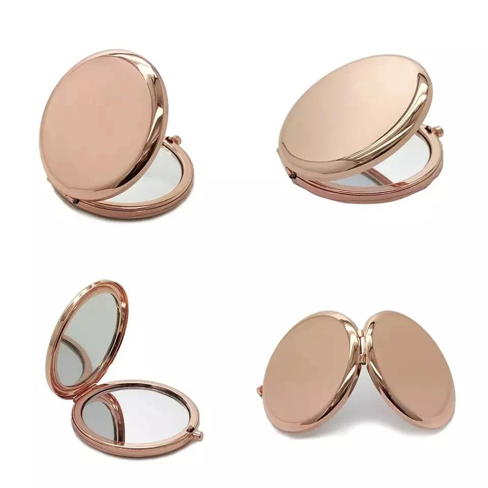 Portable Round Folded Mirrors Rose Gold Silver Double-sized Pocket Mirror Making Up for Personalized Gift