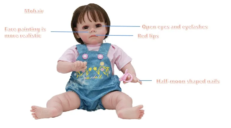 60cm handmade high quality painting reborn doll silicon short hair american doll with much detail