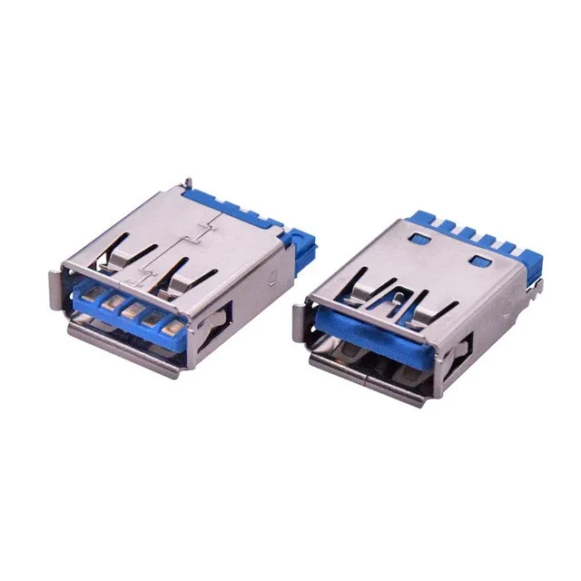 Shenzhen Manufacturer Welding Wire Usb3.0 9P Female Head Blue Rubber Core Usb Female Connector