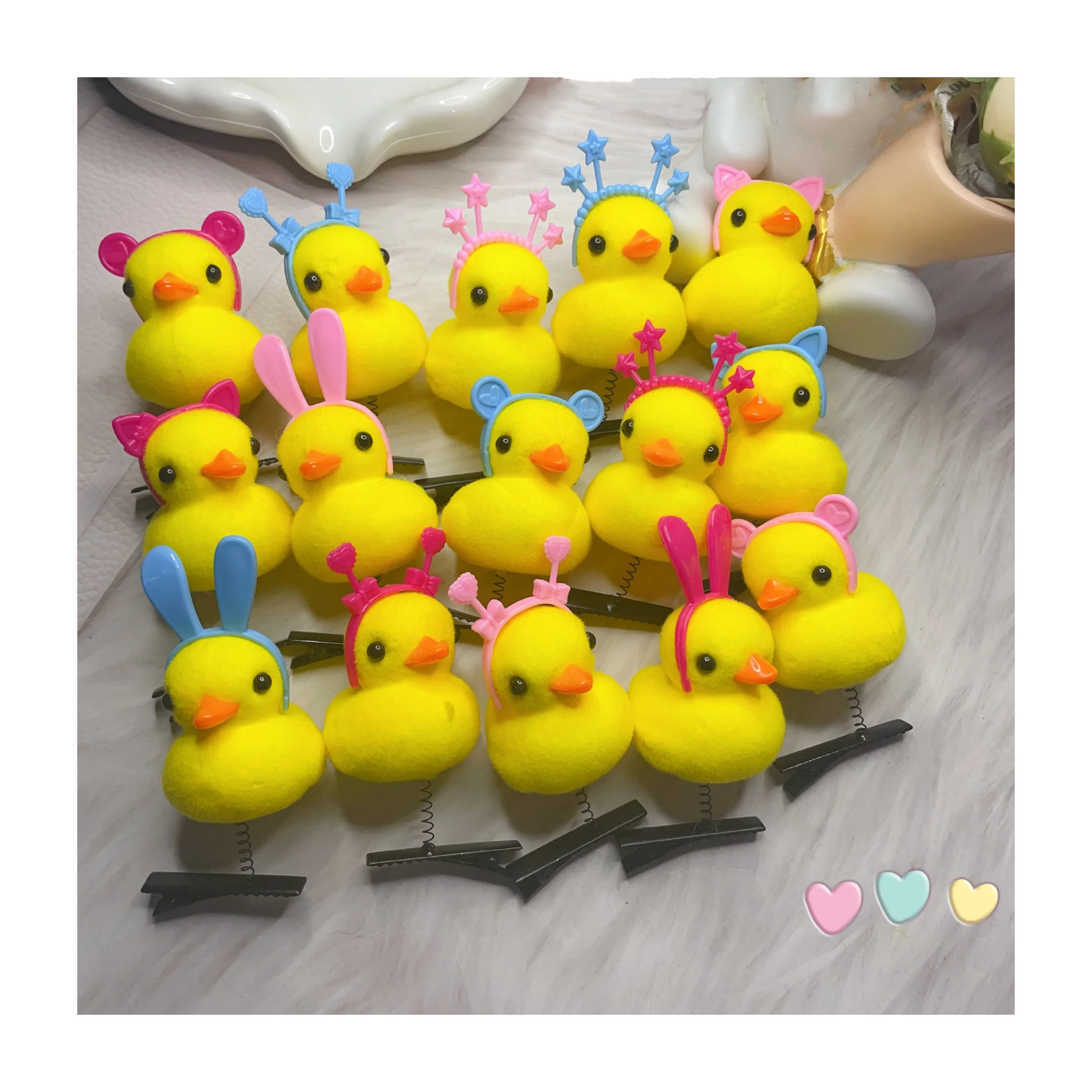 Cute 3D Little Yellow Duck Plush Hairpin Material Handmade Chicken Hair Clip Girl Hair Accessories Party Gifts