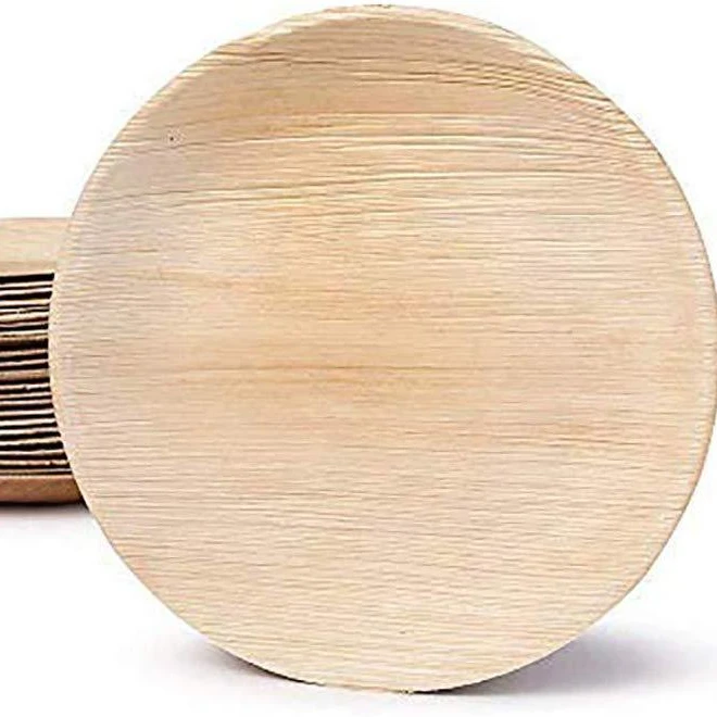 Custom Shape Biodegradable Palm Leaf Plate Tray,areca charger palm leaf oval plate 24cm,round Disposable Palm Leaf Bowl