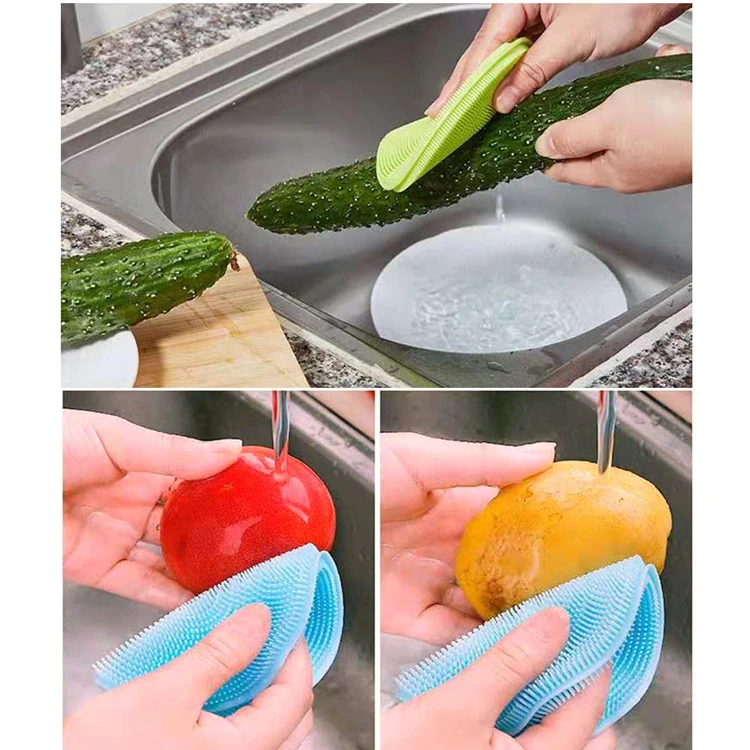 Home And Kitchen Multipurpose Round Silicone Dish Sponge Silicone Dish Scrubber