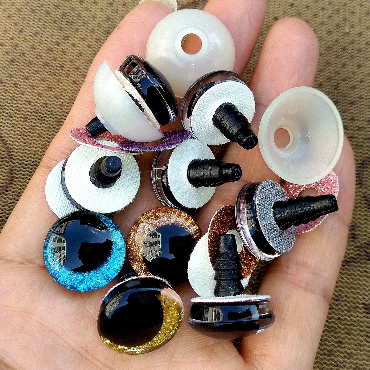 Handicraft DIY Plastic Safety Eyes Crochet Stuffed Animal Toys Amigurumi Off Center Pupil Glitter Eyes