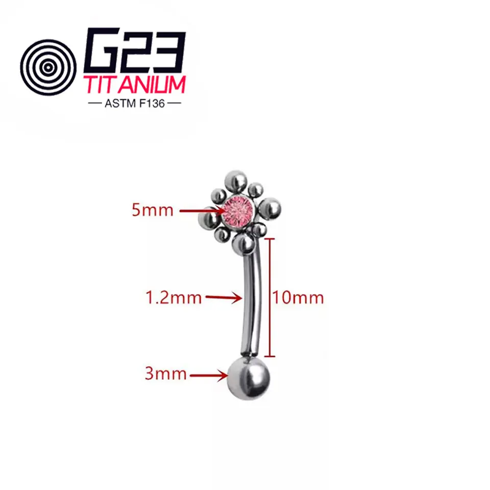 Best Selling G23 Titanium Implant Grade Internally Threaded White CZ Bezel Beaded Belly Button Ring Navel Piercing