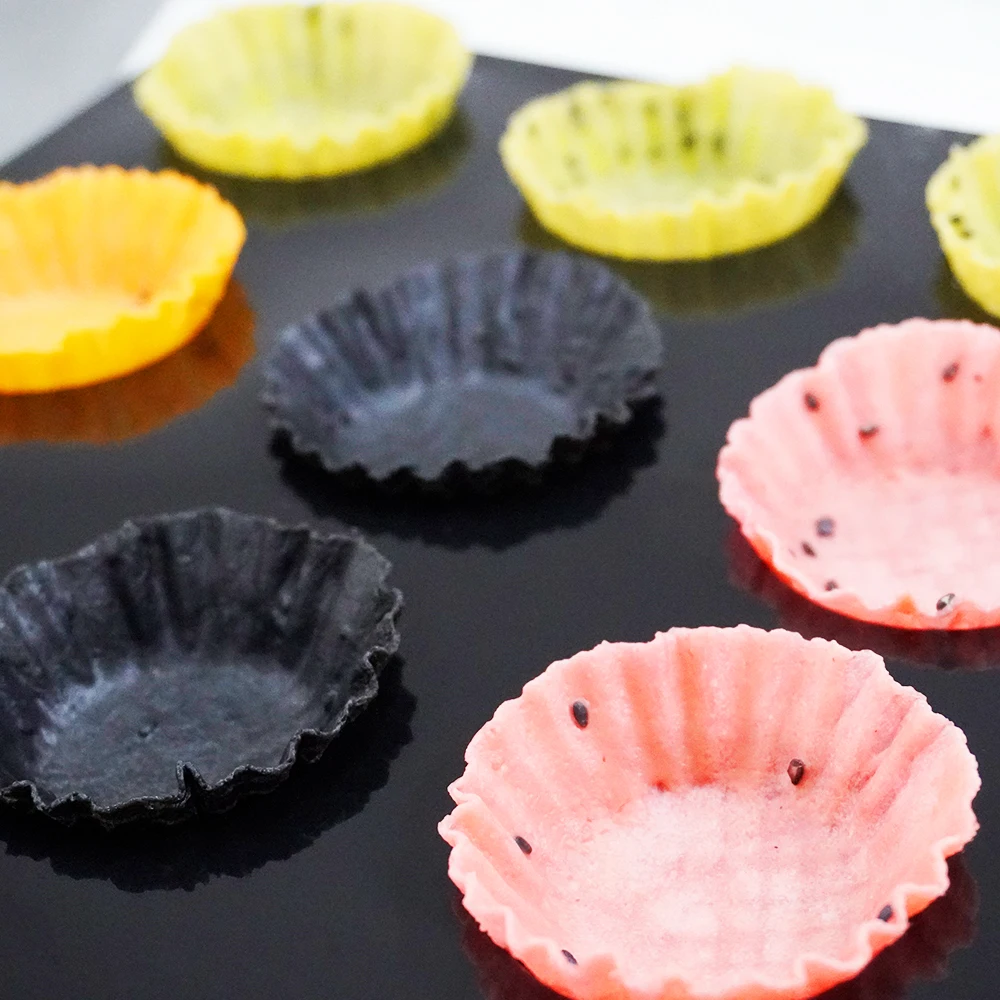 Hot Sale Sugar Free Chocolate Flavor Slim Crispy Beveled Tart Shell Premade Frozen Low Fat Butter Egg Tart Shell