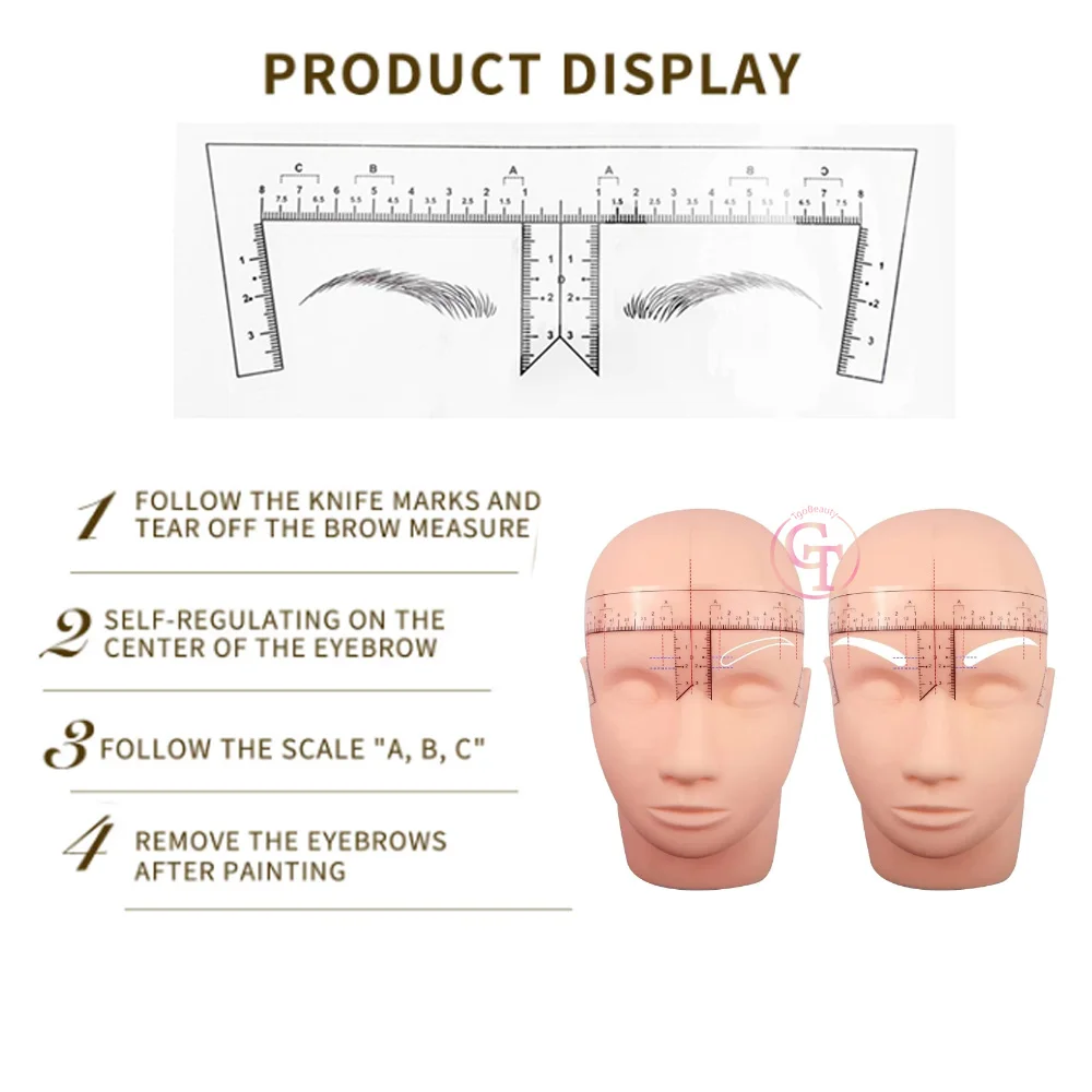 Private Label Disposable Eyebrow Ruler Sticker Microblading Stencil Brow Mapping Stickers for Powder Brow Training Academy