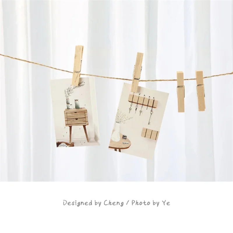 24pcs/bag 4.8*0.7cm Heavy Duty Wooden Clothespins for Hanging Photo DIY Handmade Craft