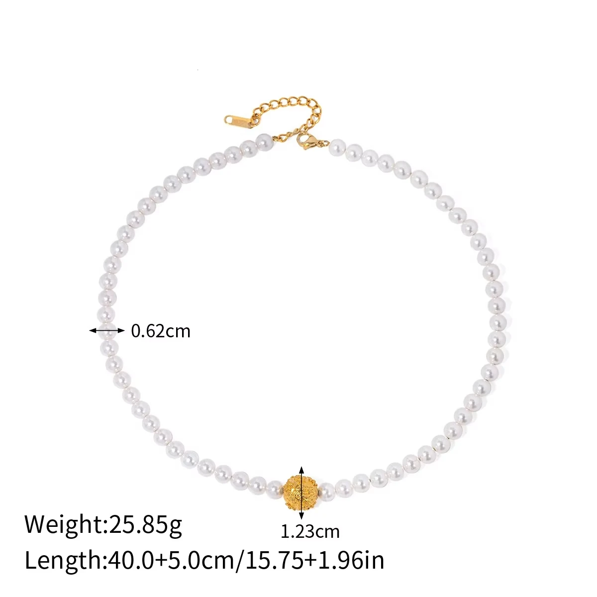 Jewelry New Trendy Elegant Hammer Relief Flower Ball Pearl Beads Choker Necklace Bracelet Sets Stainless Steel Fashion for Women