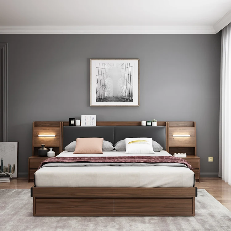 Vitality Bed Boss Modern Bedroom Furniture Storage King Bed Headboard Wooden Beds