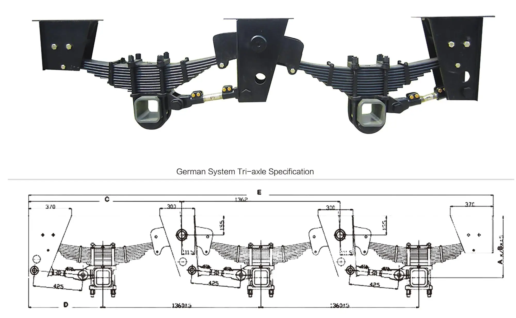 LUEN High Precision German type trailer  2 axle  tandem axle mechanical suspension with sale
