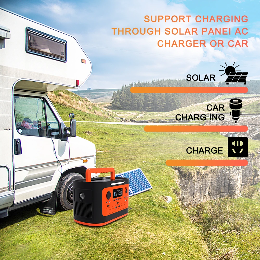 Outdoor Camping Pure Sine Wave 220V 600W 1000W 1080Wh Lithium Power Generator AC Power Supply Bank Solar Portable Power Station