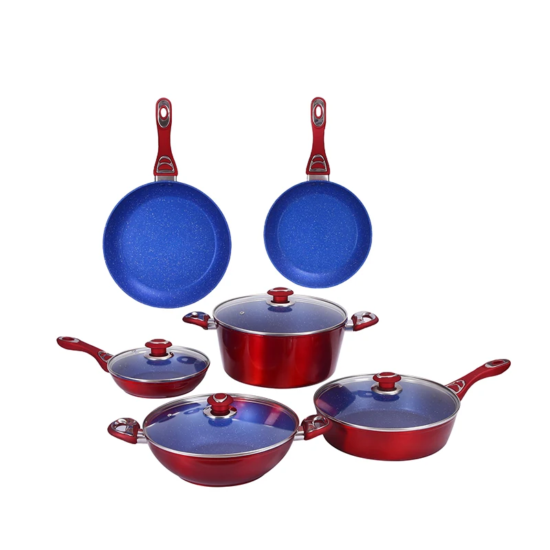 Factory Supply Casserole Non Stick Cooker Set Kitchen Cooking Frying Pan Cookware Set